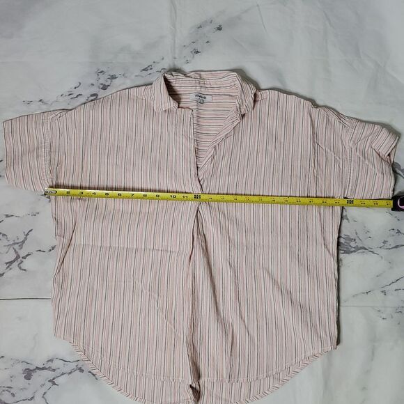 Madewell Pink Striped Popover Shirt - Picture 5 of 6